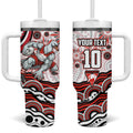 Personalized Sydney Swans Football Mascot Tumbler With Handle Aboriginal Dot Art - Dreamtime Football Mascot