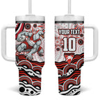 Personalized Sydney Swans Football Mascot Tumbler With Handle Aboriginal Dot Art - Dreamtime Football Mascot
