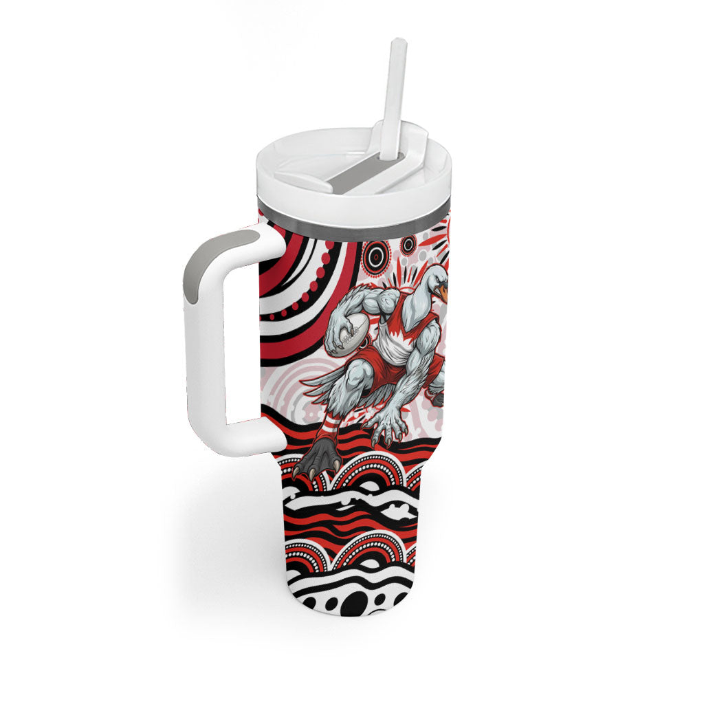 Personalized Sydney Swans Football Mascot Tumbler With Handle Aboriginal Dot Art - Dreamtime Football Mascot