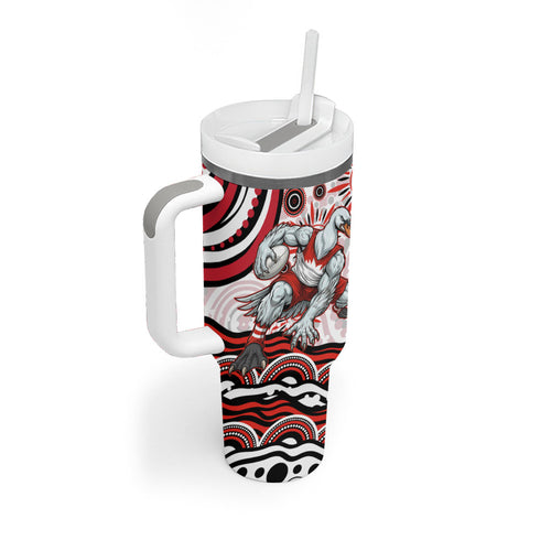Personalized Sydney Swans Football Mascot Tumbler With Handle Aboriginal Dot Art - Dreamtime Football Mascot