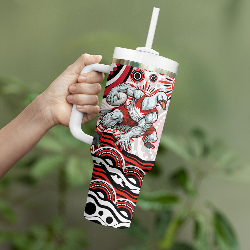 Personalized Sydney Swans Football Mascot Tumbler With Handle Aboriginal Dot Art - Dreamtime Football Mascot