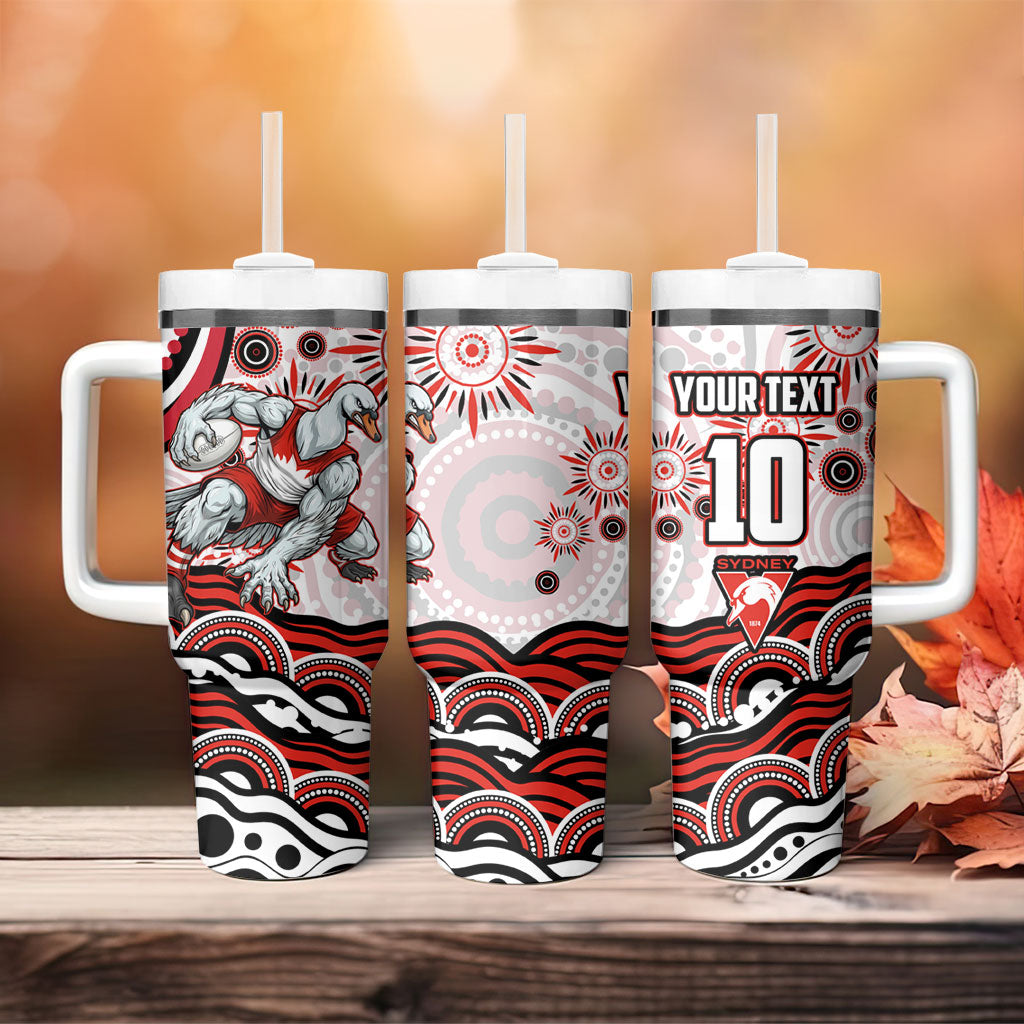 Personalized Sydney Swans Football Mascot Tumbler With Handle Aboriginal Dot Art - Dreamtime Football Mascot
