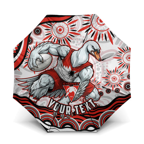 Personalized Sydney Swans Football Mascot Umbrella Aboriginal Dot Art - Dreamtime Football Mascot