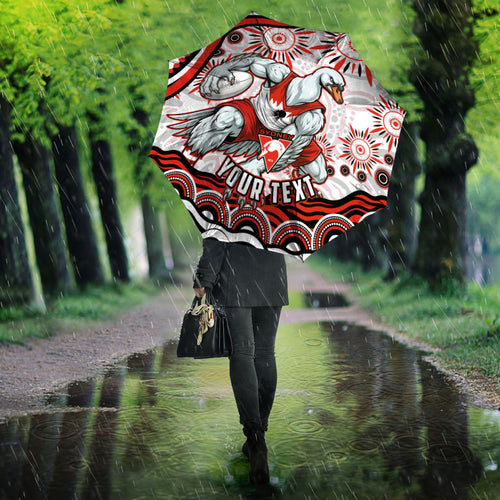 Personalized Sydney Swans Football Mascot Umbrella Aboriginal Dot Art - Dreamtime Football Mascot