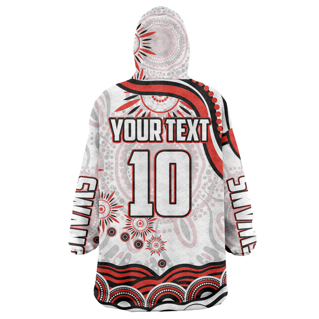 Personalized Sydney Swans Football Mascot Wearable Blanket Hoodie Aboriginal Dot Art - Dreamtime Football Mascot