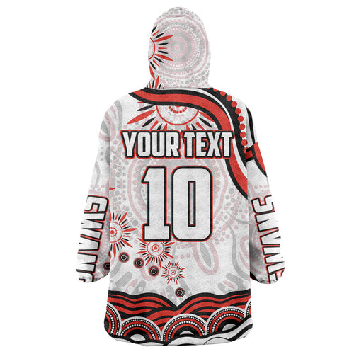 Personalized Sydney Swans Football Mascot Wearable Blanket Hoodie Aboriginal Dot Art - Dreamtime Football Mascot