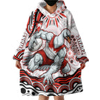 Personalized Sydney Swans Football Mascot Wearable Blanket Hoodie Aboriginal Dot Art - Dreamtime Football Mascot