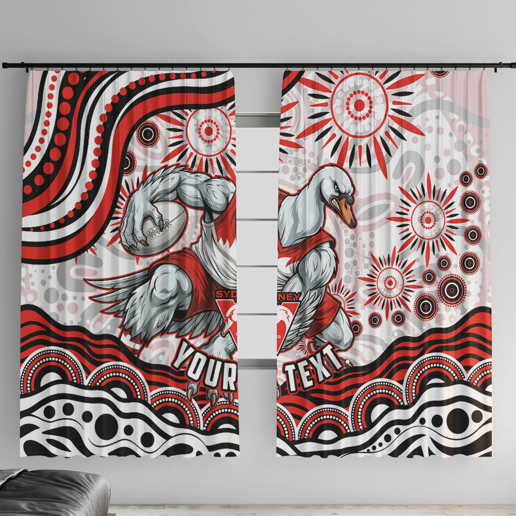Personalized Sydney Swans Football Mascot Window Curtain Aboriginal Dot Art - Dreamtime Football Mascot