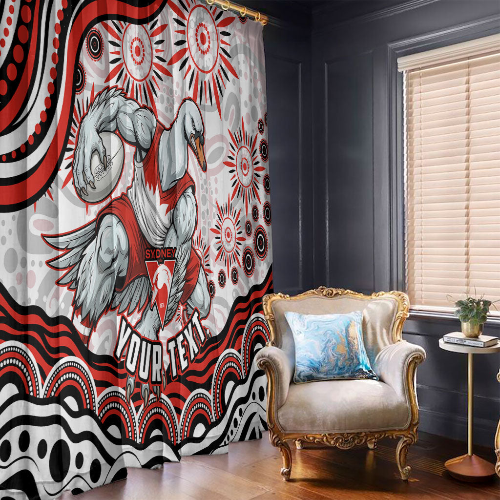 Personalized Sydney Swans Football Mascot Window Curtain Aboriginal Dot Art - Dreamtime Football Mascot