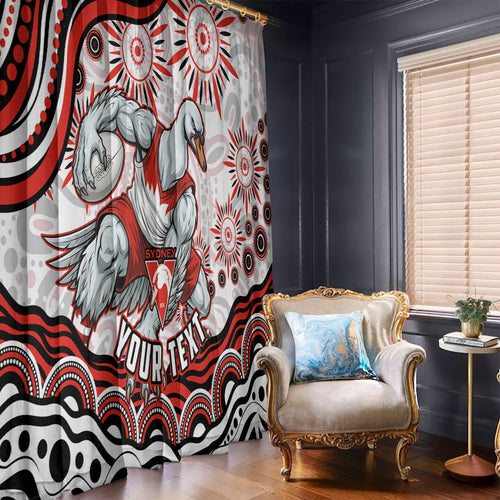 Personalized Sydney Swans Football Mascot Window Curtain Aboriginal Dot Art - Dreamtime Football Mascot