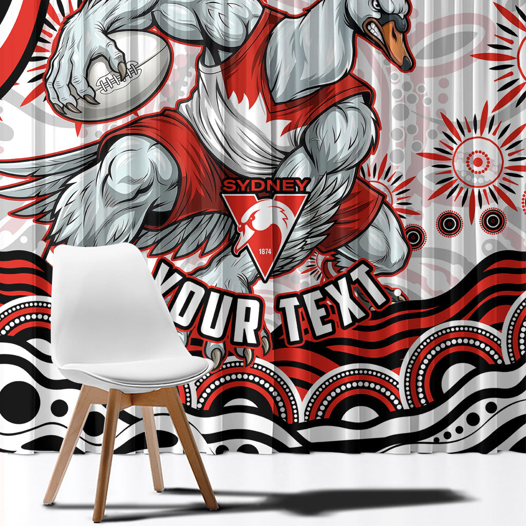 Personalized Sydney Swans Football Mascot Window Curtain Aboriginal Dot Art - Dreamtime Football Mascot