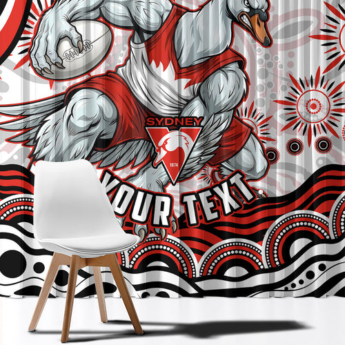 Personalized Sydney Swans Football Mascot Window Curtain Aboriginal Dot Art - Dreamtime Football Mascot