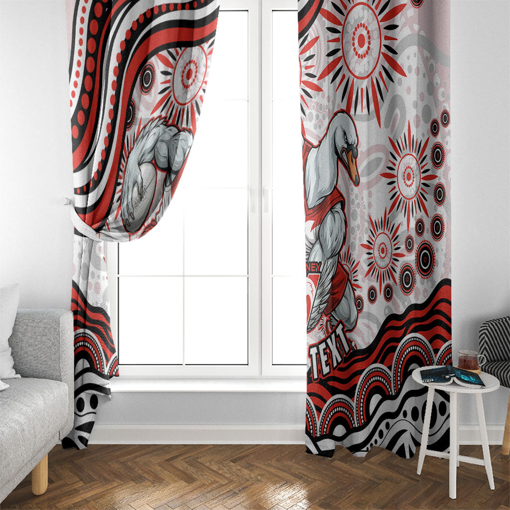 Personalized Sydney Swans Football Mascot Window Curtain Aboriginal Dot Art - Dreamtime Football Mascot