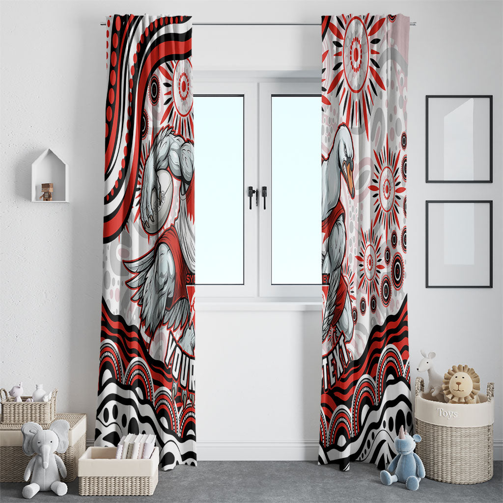 Personalized Sydney Swans Football Mascot Window Curtain Aboriginal Dot Art - Dreamtime Football Mascot