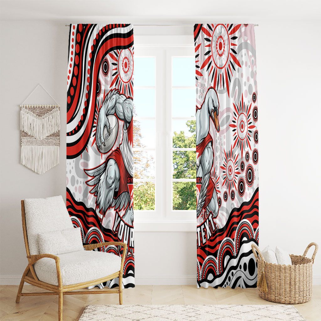 Personalized Sydney Swans Football Mascot Window Curtain Aboriginal Dot Art - Dreamtime Football Mascot