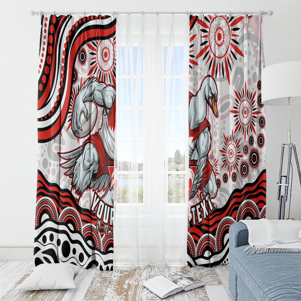 Personalized Sydney Swans Football Mascot Window Curtain Aboriginal Dot Art - Dreamtime Football Mascot
