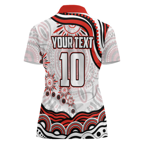 Personalized Sydney Swans Football Mascot Women Polo Shirt Aboriginal Dot Art - Dreamtime Football Mascot