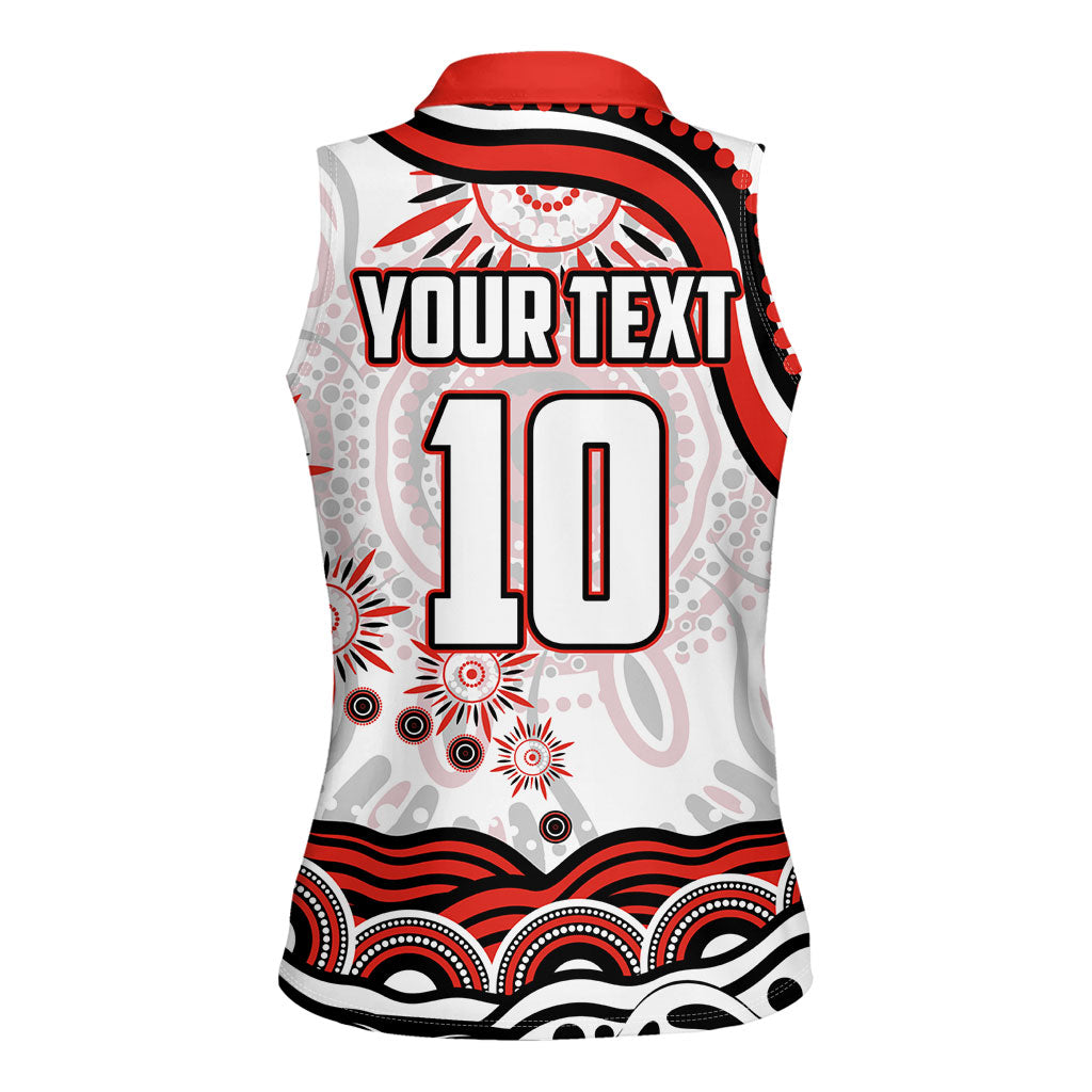 Personalized Sydney Swans Football Mascot Women Sleeveless Polo Shirt Aboriginal Dot Art - Dreamtime Football Mascot