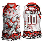 Personalized Sydney Swans Football Mascot Women Sleeveless Polo Shirt Aboriginal Dot Art - Dreamtime Football Mascot