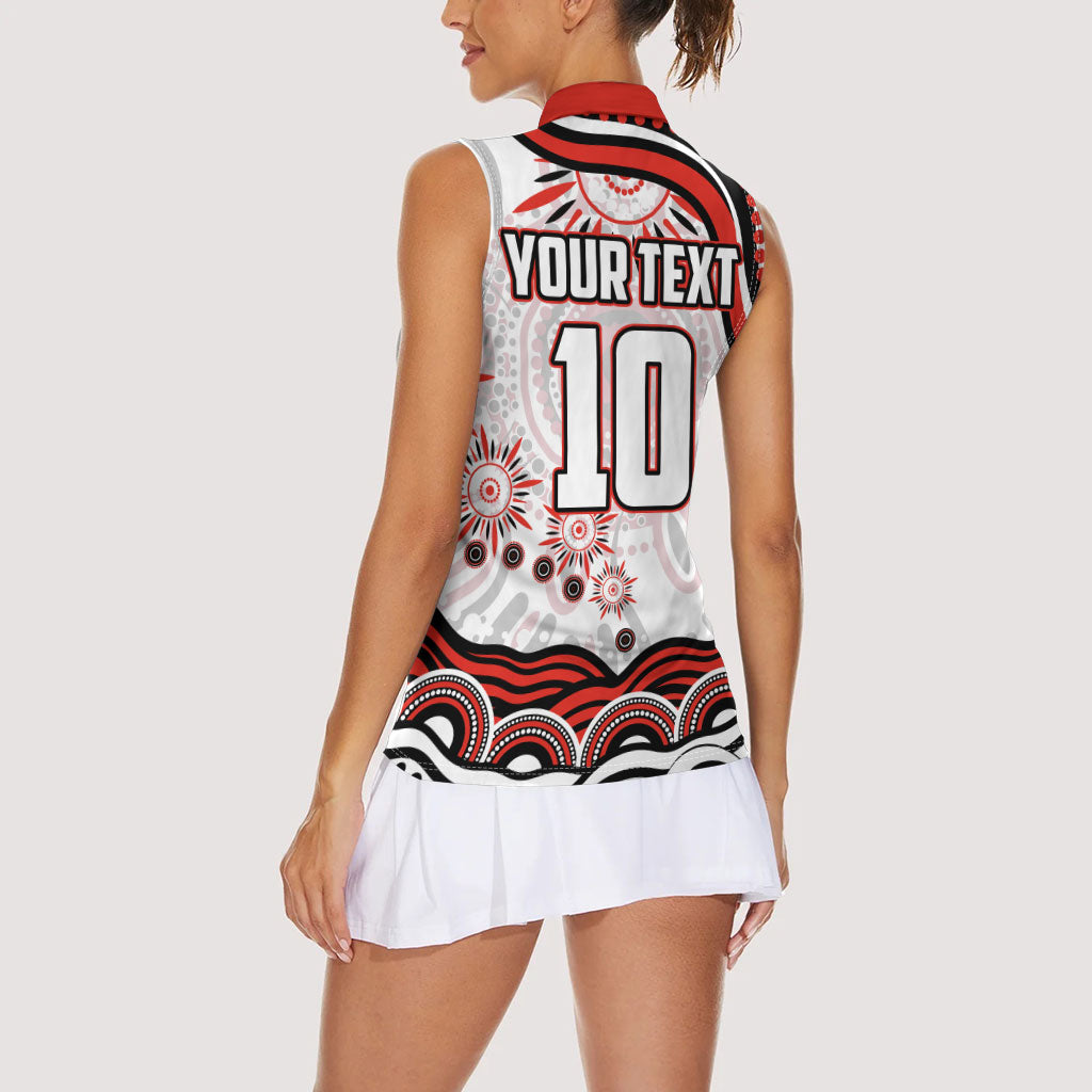 Personalized Sydney Swans Football Mascot Women Sleeveless Polo Shirt Aboriginal Dot Art - Dreamtime Football Mascot