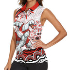 Personalized Sydney Swans Football Mascot Women Sleeveless Polo Shirt Aboriginal Dot Art - Dreamtime Football Mascot