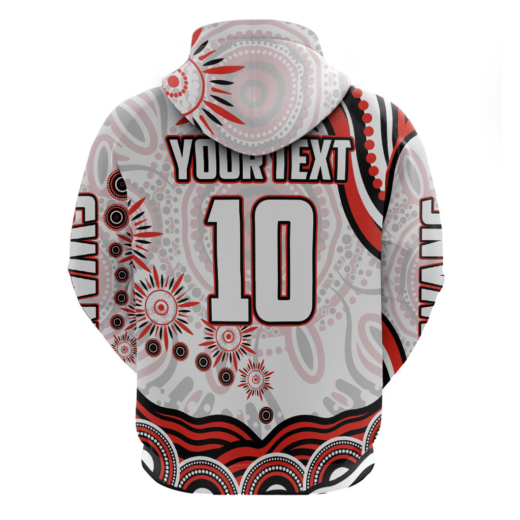 Personalized Sydney Swans Football Mascot Zip Hoodie Aboriginal Dot Art - Dreamtime Football Mascot