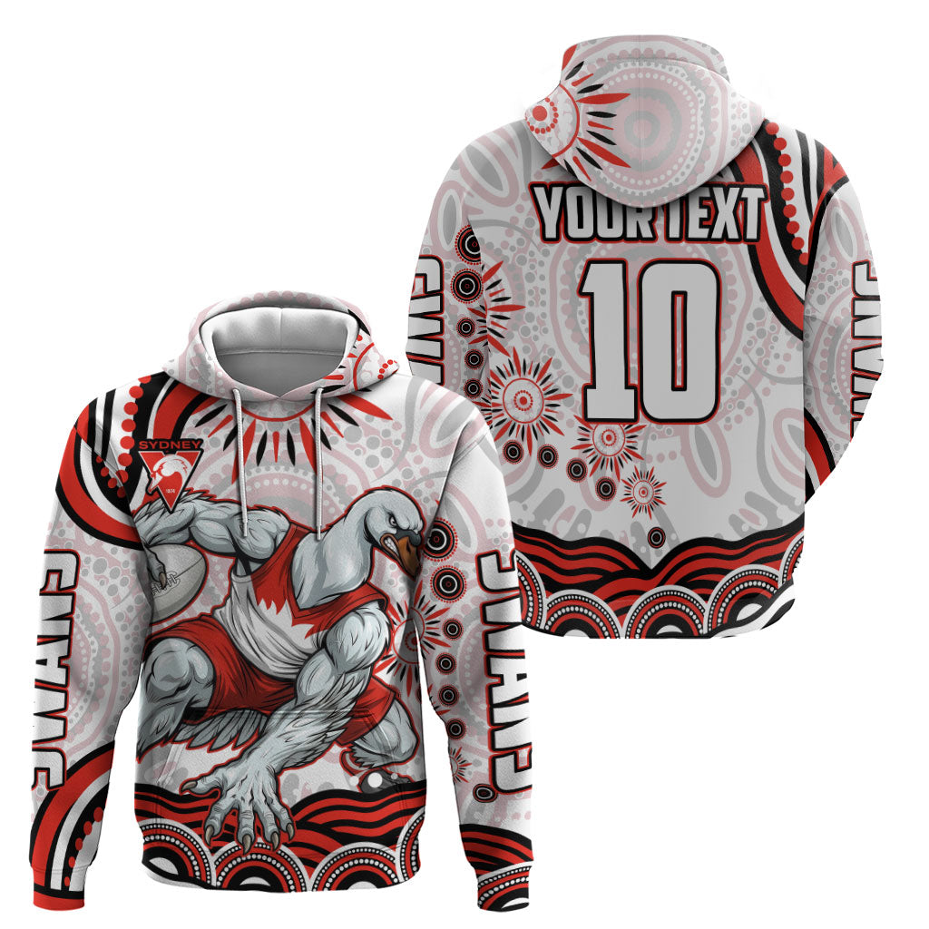 Personalized Sydney Swans Football Mascot Zip Hoodie Aboriginal Dot Art - Dreamtime Football Mascot