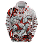 Personalized Sydney Swans Football Mascot Zip Hoodie Aboriginal Dot Art - Dreamtime Football Mascot