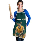 Personalized Kookaburras Field Hockey Kangaroo Apron Indigenous Australian Dot Art Style In Green And Gold
