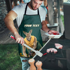 Personalized Kookaburras Field Hockey Kangaroo Apron Indigenous Australian Dot Art Style In Green And Gold