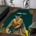 Personalized Kookaburras Field Hockey Kangaroo Area Rug Indigenous Australian Dot Art Style In Green And Gold