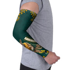 Personalized Kookaburras Field Hockey Kangaroo Arm Sleeves Indigenous Australian Dot Art Style In Green And Gold