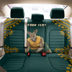 Personalized Kookaburras Field Hockey Kangaroo Back Car Seat Cover Indigenous Australian Dot Art Style In Green And Gold
