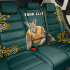 Personalized Kookaburras Field Hockey Kangaroo Back Car Seat Cover Indigenous Australian Dot Art Style In Green And Gold