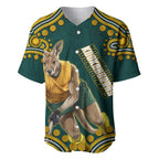 Personalized Kookaburras Field Hockey Kangaroo Baseball Jersey Indigenous Australian Dot Art Style In Green And Gold