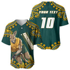 Personalized Kookaburras Field Hockey Kangaroo Baseball Jersey Indigenous Australian Dot Art Style In Green And Gold