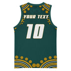 Personalized Kookaburras Field Hockey Kangaroo Basketball Jersey Indigenous Australian Dot Art Style In Green And Gold