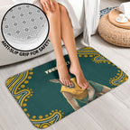 Personalized Kookaburras Field Hockey Kangaroo Bathroom Set Indigenous Australian Dot Art Style In Green And Gold