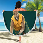 Personalized Kookaburras Field Hockey Kangaroo Beach Blanket Indigenous Australian Dot Art Style In Green And Gold