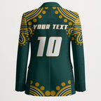 Personalized Kookaburras Field Hockey Kangaroo Blazer Indigenous Australian Dot Art Style In Green And Gold