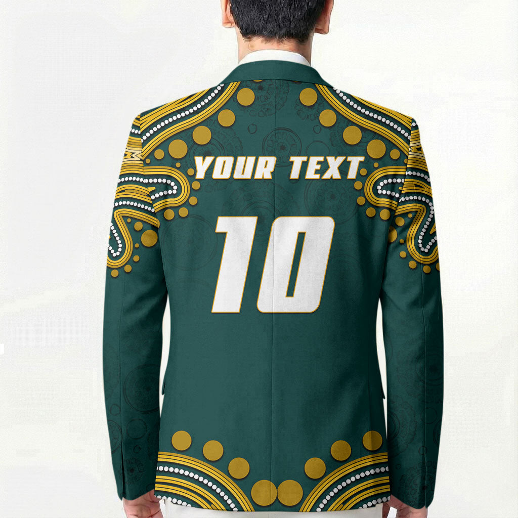 Personalized Kookaburras Field Hockey Kangaroo Blazer Indigenous Australian Dot Art Style In Green And Gold