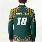 Personalized Kookaburras Field Hockey Kangaroo Blazer Indigenous Australian Dot Art Style In Green And Gold