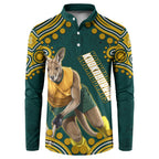 Personalized Kookaburras Field Hockey Kangaroo Button Sweatshirt Indigenous Australian Dot Art Style In Green And Gold
