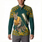 Personalized Kookaburras Field Hockey Kangaroo Button Sweatshirt Indigenous Australian Dot Art Style In Green And Gold
