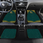 Personalized Kookaburras Field Hockey Kangaroo Car Mats Indigenous Australian Dot Art Style In Green And Gold
