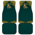 Personalized Kookaburras Field Hockey Kangaroo Car Mats Indigenous Australian Dot Art Style In Green And Gold