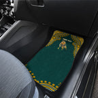 Personalized Kookaburras Field Hockey Kangaroo Car Mats Indigenous Australian Dot Art Style In Green And Gold
