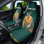 Personalized Kookaburras Field Hockey Kangaroo Car Seat Cover Indigenous Australian Dot Art Style In Green And Gold