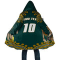 Personalized Kookaburras Field Hockey Kangaroo Cloak Indigenous Australian Dot Art Style In Green And Gold