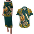 Personalized Kookaburras Field Hockey Kangaroo Couples Matching Puletasi and Hawaiian Shirt Indigenous Australian Dot Art Style In Green And Gold